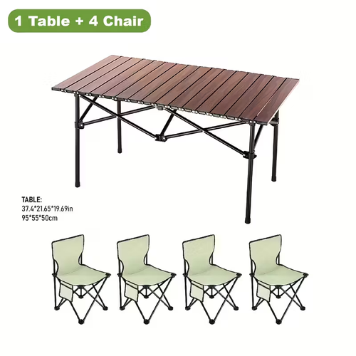 Conjunto de mesa e cadeiras dobráveis ​​multifuncionais de 5 peças para uso interior e exterior, mesa dobrável ultraleve para campismo, artigos essenciais para campismo, ideal para jogos no interior, festas, pesca, churrascos, viagens, praia, Halloween e como presente de Natal.