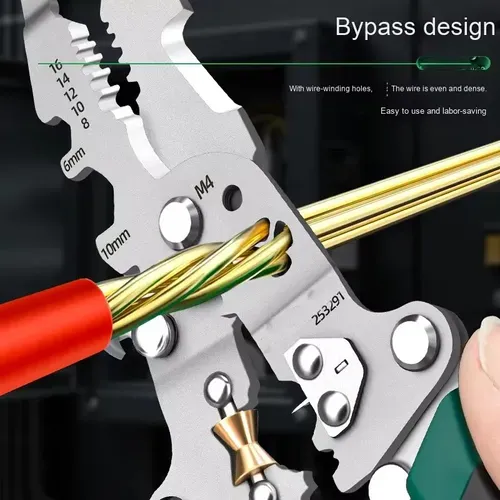 Alicate de pontas finas especial para eletricistas multifuncionais, alicate de descarnar fios dobráveis