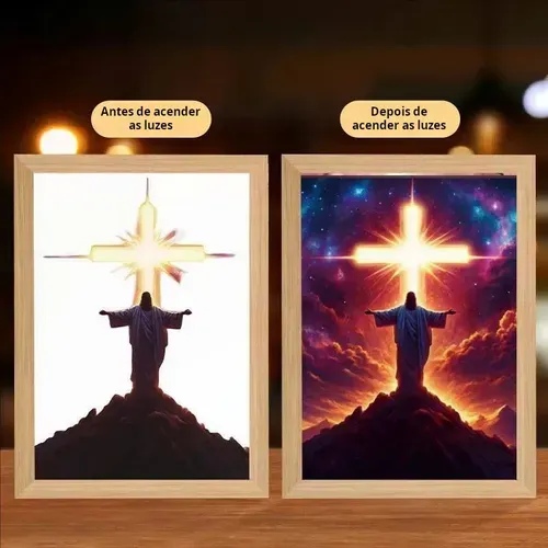 ✝️🙏Quadro de Jesus com Luz – Fé, Beleza e Paz no seu Lar!🙏✝️