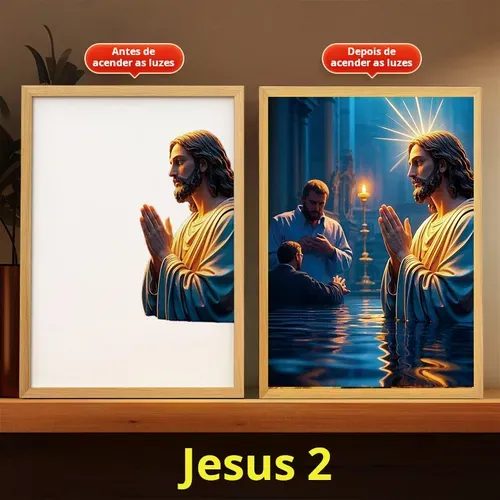 ✝️🙏Quadro de Jesus com Luz – Fé, Beleza e Paz no seu Lar!🙏✝️