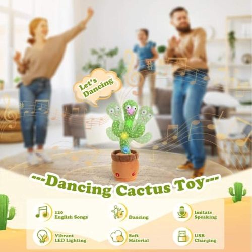 Mimics Sounds Plays 120 Songs Soft Plush LED Lights Baby Gift Interactive Talking Dancing Cactus Toy
