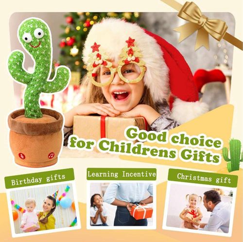 Mimics Sounds Plays 120 Songs Soft Plush LED Lights Baby Gift Interactive Talking Dancing Cactus Toy
