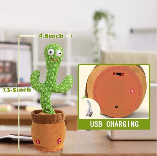 Mimics Sounds Plays 120 Songs Soft Plush LED Lights Baby Gift Interactive Talking Dancing Cactus Toy