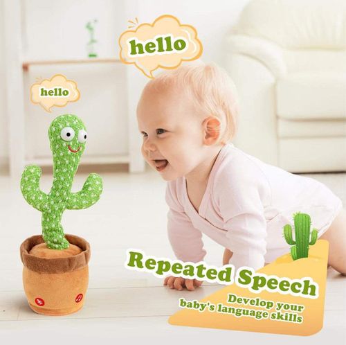 Mimics Sounds Plays 120 Songs Soft Plush LED Lights Baby Gift Interactive Talking Dancing Cactus Toy