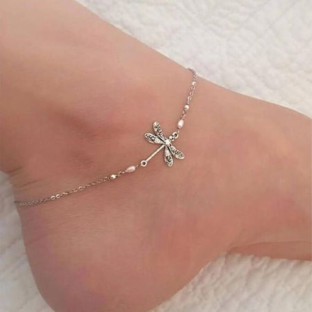 ✨BUY 1 GET 1✨FREE TODAY LIBELLULE ANKLE BRACELET IN SILNEY WITH PEARL