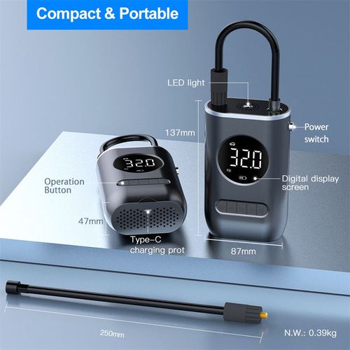 Mini Portable Air Compressor for Car Handheld Tire Inflator Rechargeable Air Pump for Bike Automatic Tyre Inflator