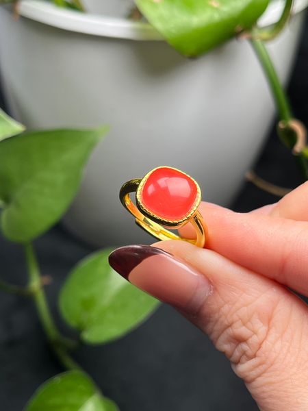 天然南红玛瑙戒指时尚简约个性女生配带百搭款 产地：中国云南