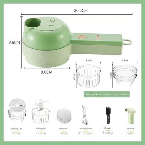 Multifunctional Wireless Food Chopper and Vegetable Slicer – Portable kitchen gadget, washable design, featuring a safety switch and a complete set of accessories 🍳💚