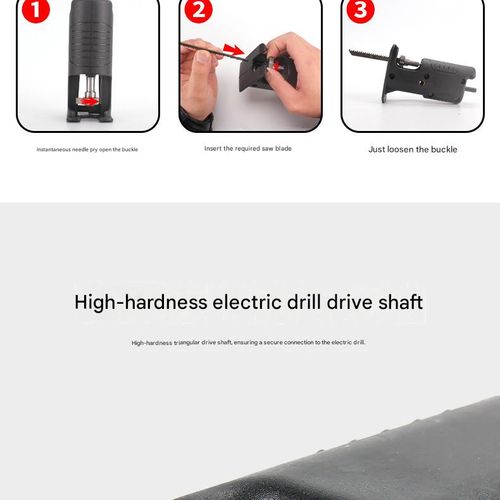 Electric drill to electric saw conversion adapter, a small handheld multi-purpose electric woodworking saw for home use.