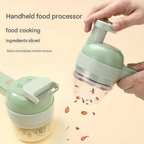 Multifunctional Wireless Food Chopper and Vegetable Slicer – Portable kitchen gadget, washable design, featuring a safety switch and a complete set of accessories 🍳💚