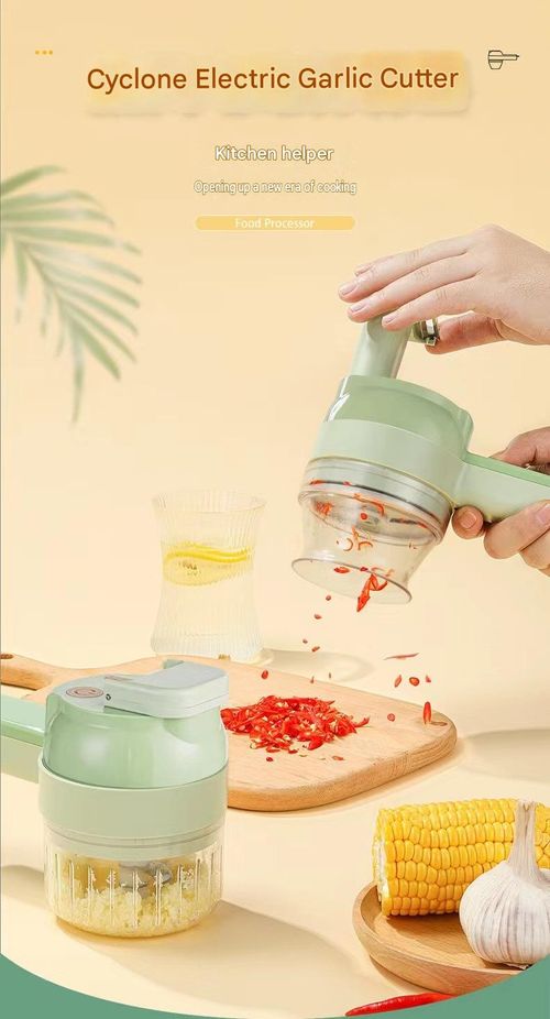 Multifunctional Wireless Food Chopper and Vegetable Slicer – Portable kitchen gadget, washable design, featuring a safety switch and a complete set of accessories 🍳💚