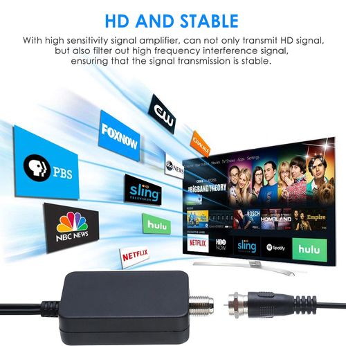 Indoor digital TV antenna for smart TVs, model 2026, with base, 360° wide-angle reception, can receive HDTV signals from a distance, receive local channels, easy to install, no cable TV required.
