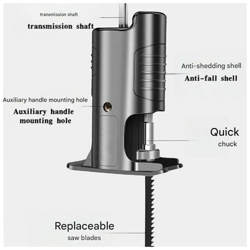 Electric drill to electric saw conversion adapter, a small handheld multi-purpose electric woodworking saw for home use.