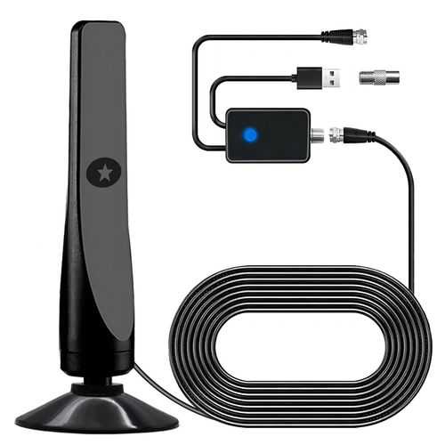 Indoor digital TV antenna for smart TVs, model 2026, with base, 360° wide-angle reception, can receive HDTV signals from a distance, receive local channels, easy to install, no cable TV required.