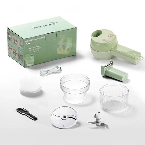 Multifunctional Wireless Food Chopper and Vegetable Slicer – Portable kitchen gadget, washable design, featuring a safety switch and a complete set of accessories 🍳💚