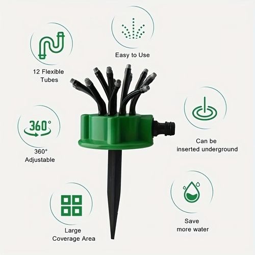 360° Automatic Multi-Head Garden Sprinkler, Watering Head, Gardening Tools Irrigation Sprinkler