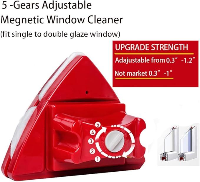 Magnetic Window Cleaner, Double-Sided, Adjustable Thickness, 0.76 to 3 cm, Modern Design, Powerful and Safe Cleaning! Strong magnetic attraction for all glass, let the light of Allah shine through your home. Today's Special, Buy One Get One Free (Today Only) ☀️