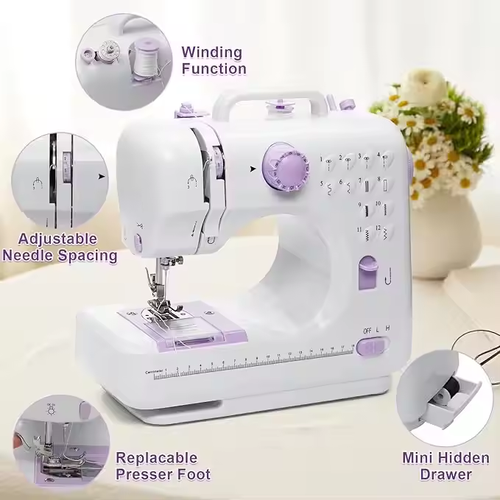 Mini household multi-function foot pedal automatic plug-in sewing machine