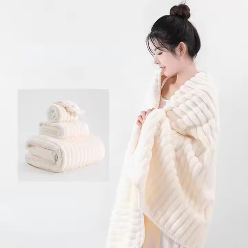Coral fleece set household large bath towel towel dry hair cap absorbs water quickly and does not drop hair thick soft bath towel set