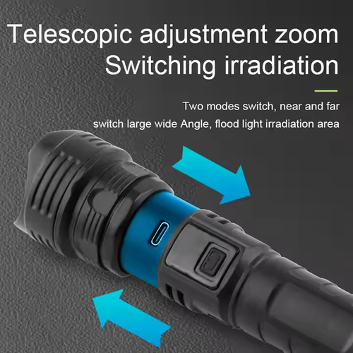 Super Bright LED Flashlight - Zoomable, Long Beam, 5 Modes