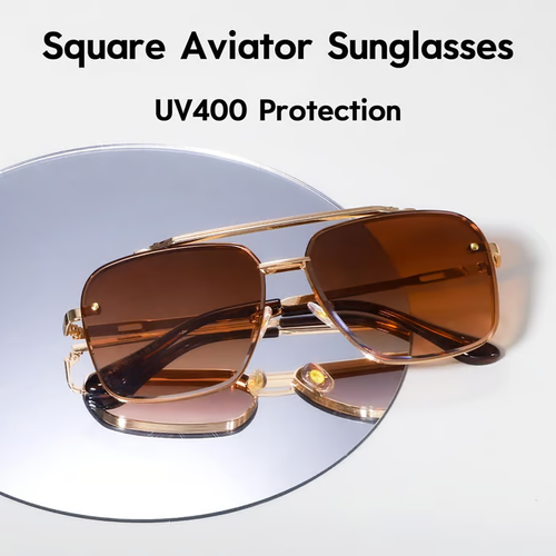 New fashion retro metal double beam polygon sunglasses Trendy gradient mesh side visor sunglasses