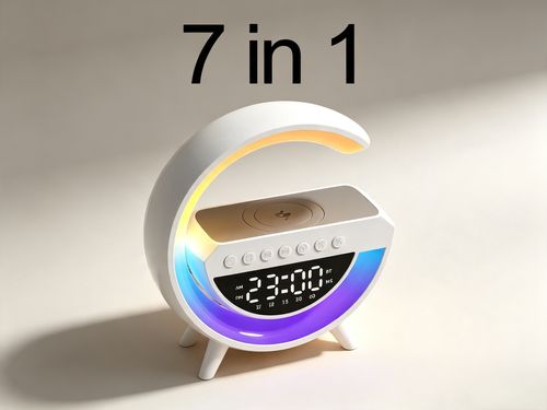 7-in-1 RGB Speaker with Charger & Alarm