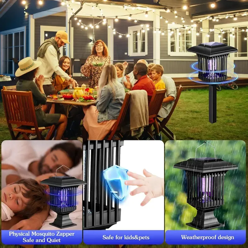 Solar Bug Zapper Mosquito Light - Outdoor Garden UV Insect Killer, Solar Charging, Dual Mode Control + Pathway Lighting, Waterproof, Easy Stake Setup,  Insect Proof Device