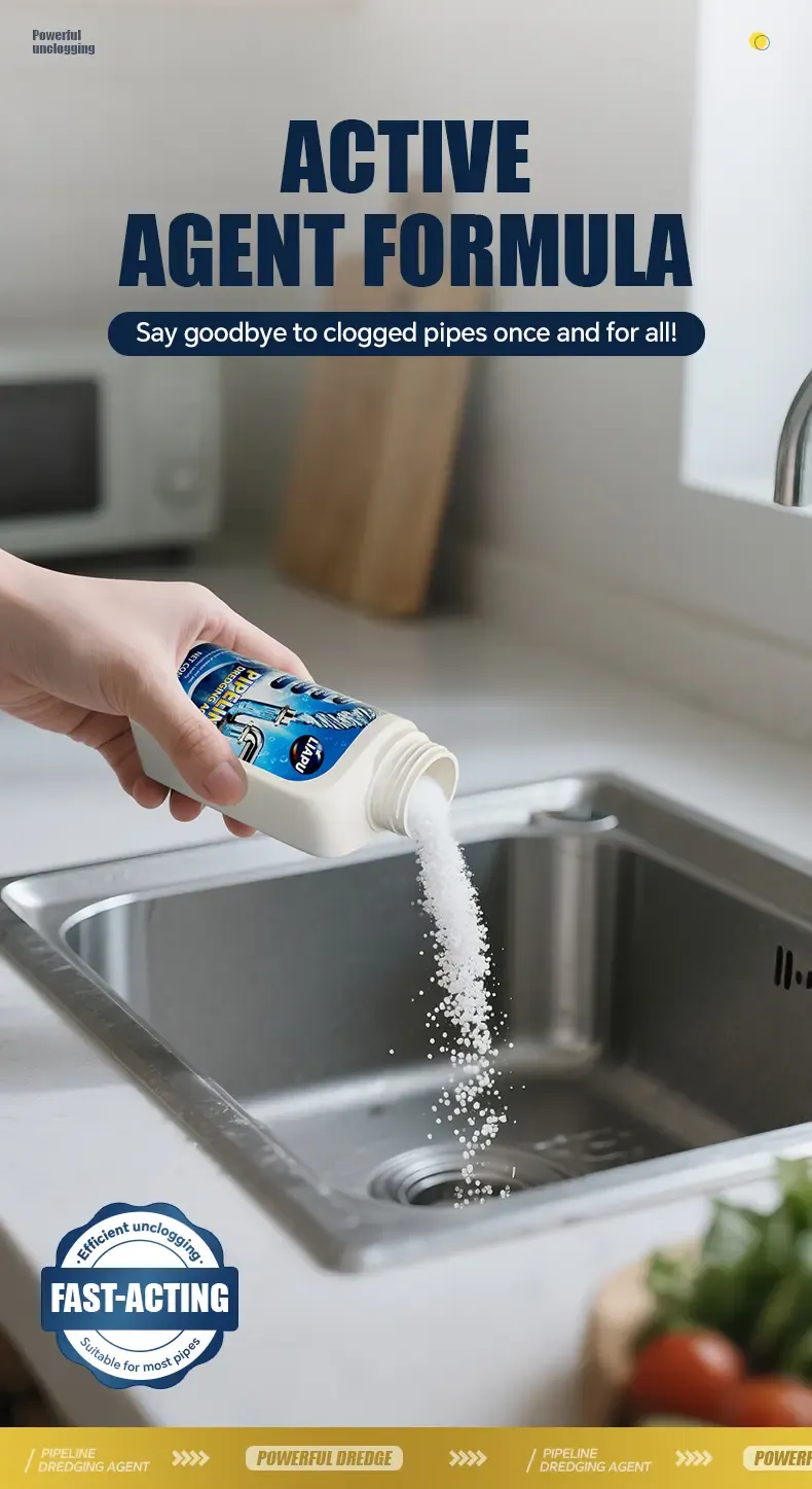 Liapu Powerful Plastic Household Drain Unclogger Powder Cleaner - Anti-Clogging Deodorizing, Bacteria-Killing, Odour Control, Dissolves 200 Clogs, Unscented, 1 Pc for Indoor Kitchen
