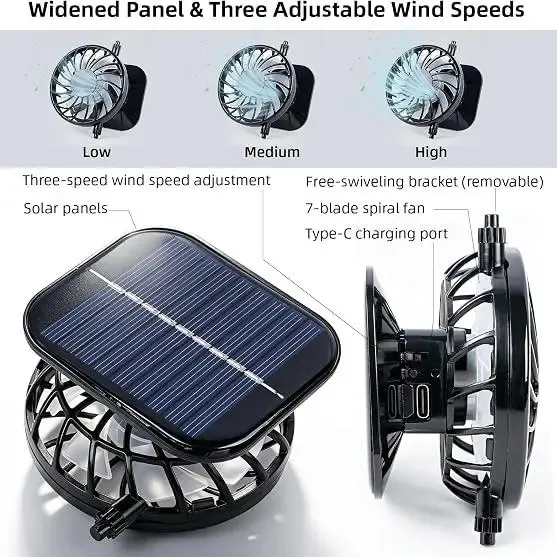 Adult Solar & USB Rechargeable Cooling Fan Bucket Hat - Wide Brim, 2 Removable Dual Fans, UV Protection, Lightweight Breathable Headwear, Heat Relief Hat, Multifunctional Headwear, Ideal for Hiking, Sports Fishing Cap