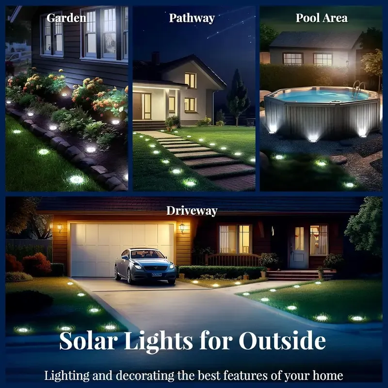 Solar Spike Lights - Sun-Powered LED Lights, IP65 Waterproof, Automatic Activation, Cool White, Auto OnOff, No Wiring, Outdoor Accent Lighting for Yard Decking Patio Home Decor Camping Essentials