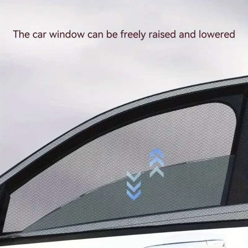 4 Pack Car Window Shades with Insect Mesh Screen UV Protection Breathable Car Window Net Universal Fit for Most Vehicles, Heat Insulation Privacy Sunshade for Travel Camping