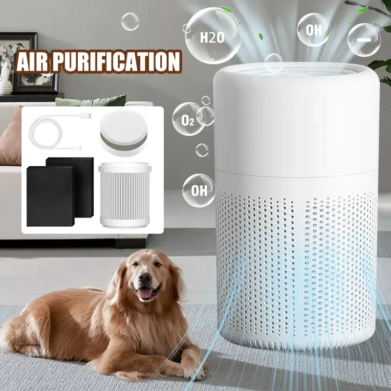 DealsForYouDays Mini Desktop USB-5V Input) with Dual Replaceable HEPA Sponge & Activated Carbon Filter Kit, Allergy Relief for Capturing Pet Dander, Pollen, Smoke Particles in Bedroom, Office