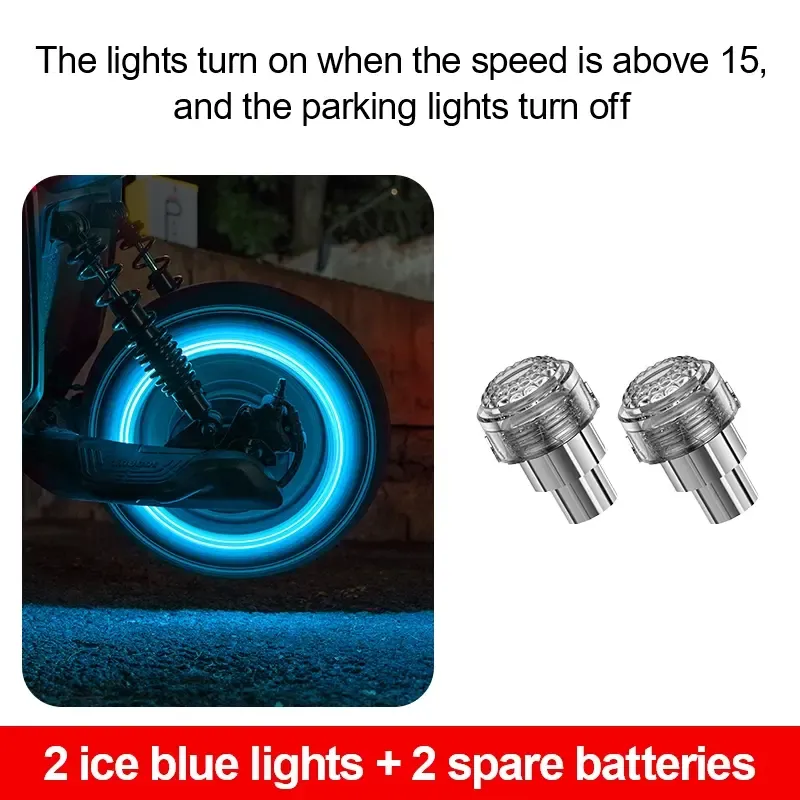 2pcs Electric Bike Motorcycle Car Bicycle Multi-Color HUB Light, Flashing Auto Light Up Tire Valve Warning Light, No Wiring Required