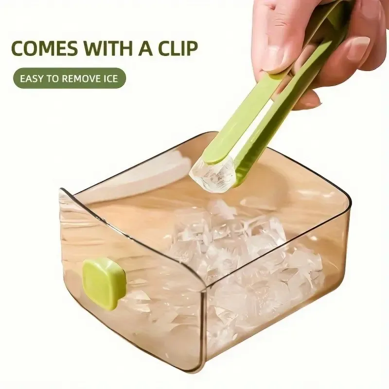 48-Cube Countertop Ice Maker with Easy Press Lid, Double-Layer Portable Design Ice Cubes Maker Includes Silicone Trays, Durable Plastic Construction for DIY Frozen Food and Beverages, Ideal for Summer Beverages, Modern Kitchen Gadgets