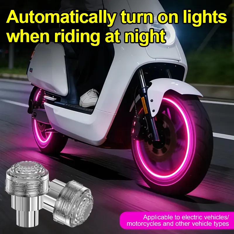 2pcs Electric Bike Motorcycle Car Bicycle Multi-Color HUB Light, Flashing Auto Light Up Tire Valve Warning Light, No Wiring Required