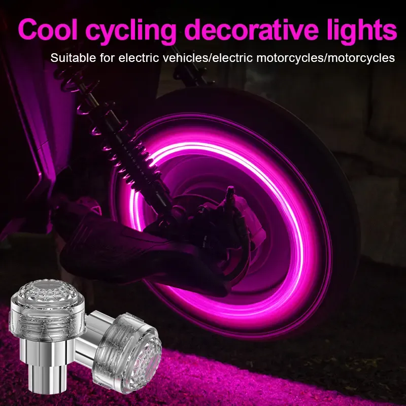 2pcs Electric Bike Motorcycle Car Bicycle Multi-Color HUB Light, Flashing Auto Light Up Tire Valve Warning Light, No Wiring Required