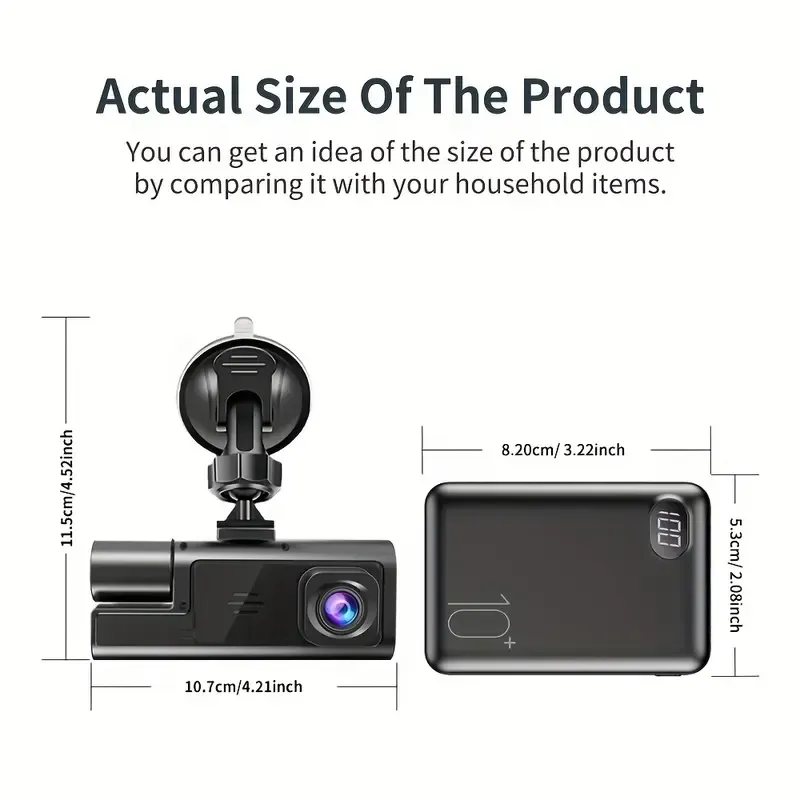 GYIOEUPT 1080P Full HD Mini Dual-Lens Dashboard Car Camera, Car Accessories with Front-Interior IR Night Vision, G-Sensor, Loop Recording, Wide Angle, USB Power, Parking Monitor for Accident Evidence DashCam FYP, Cameras