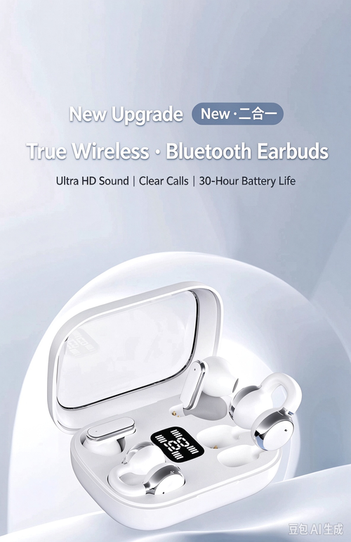 2026 New Bone Conduction Clip-on Bluetooth Headphones, Long Battery Life, 2-in-1 Wireless Earphones