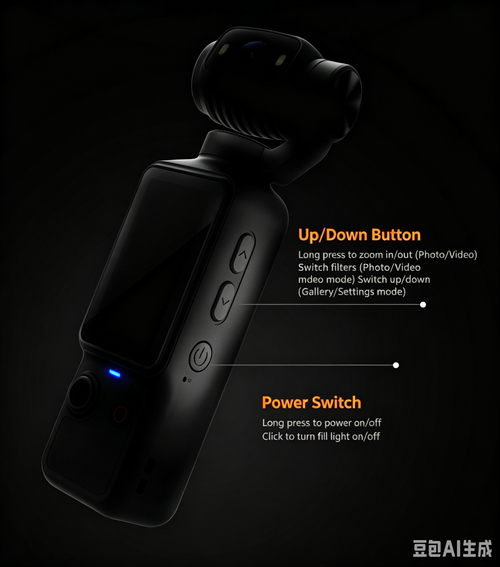 Handheld action camera, stabilization camera for portable shooting and cycling recording.