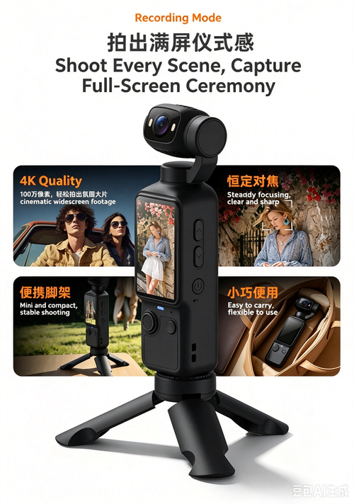 Handheld action camera, stabilization camera for portable shooting and cycling recording.