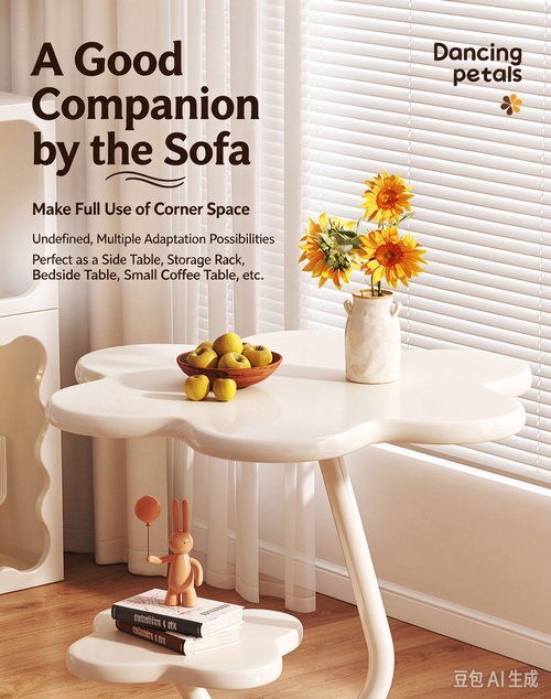 Balcony Side Table, Sofa End Table for Living Room, Small Round Table for Small Space, Internet-famous Cream Style Nightstand, Light Luxury Storage Rack