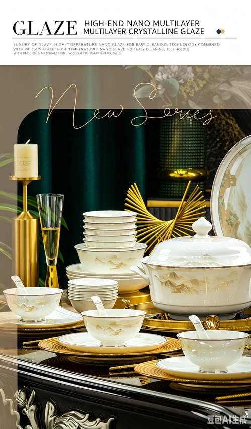 2026 New Jingdezhen Light Luxury Bone China Tableware Set, Household Bowls and Plates Set, Housewarming Gift‑Ready Dinnerware