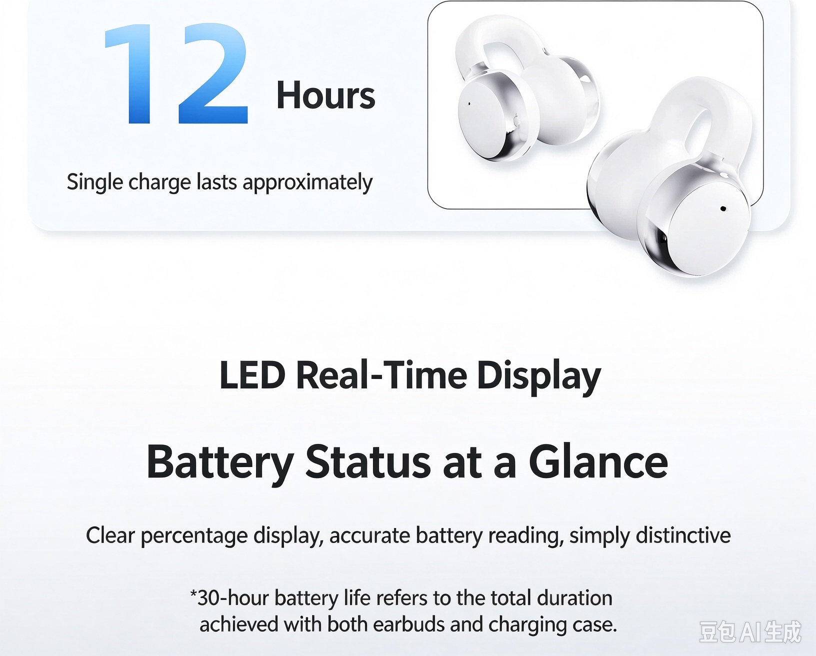 2026 New Bone Conduction Clip-on Bluetooth Headphones, Long Battery Life, 2-in-1 Wireless Earphones
