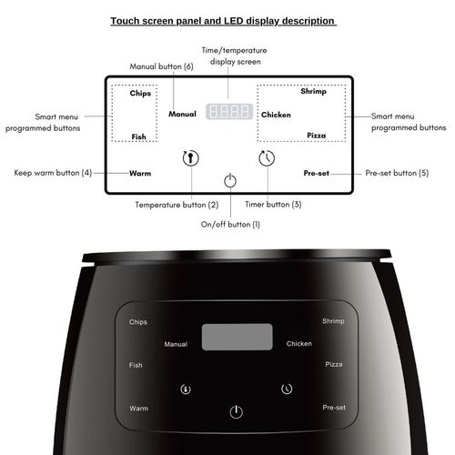 6L Air Fryer, Multi-functional Smart Touchscreen Oven, Large Capacity Air Fryer for French Fries, Electric Deep Fryer