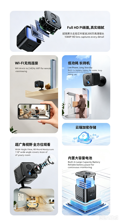 WiFi Security Camera, 1080P HD Smart Wireless Surveillance Camera with Night Vision