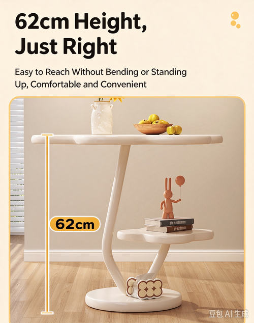 Balcony Side Table, Sofa End Table for Living Room, Small Round Table for Small Space, Internet-famous Cream Style Nightstand, Light Luxury Storage Rack