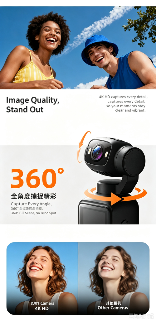 Handheld action camera, stabilization camera for portable shooting and cycling recording.