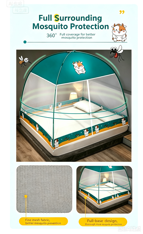 No‑Installation Mosquito Net with Dust‑Proof Top, Thickened & High‑Density Mesh, Protects Against Mosquito Bites, Home Use, Clearance Sale