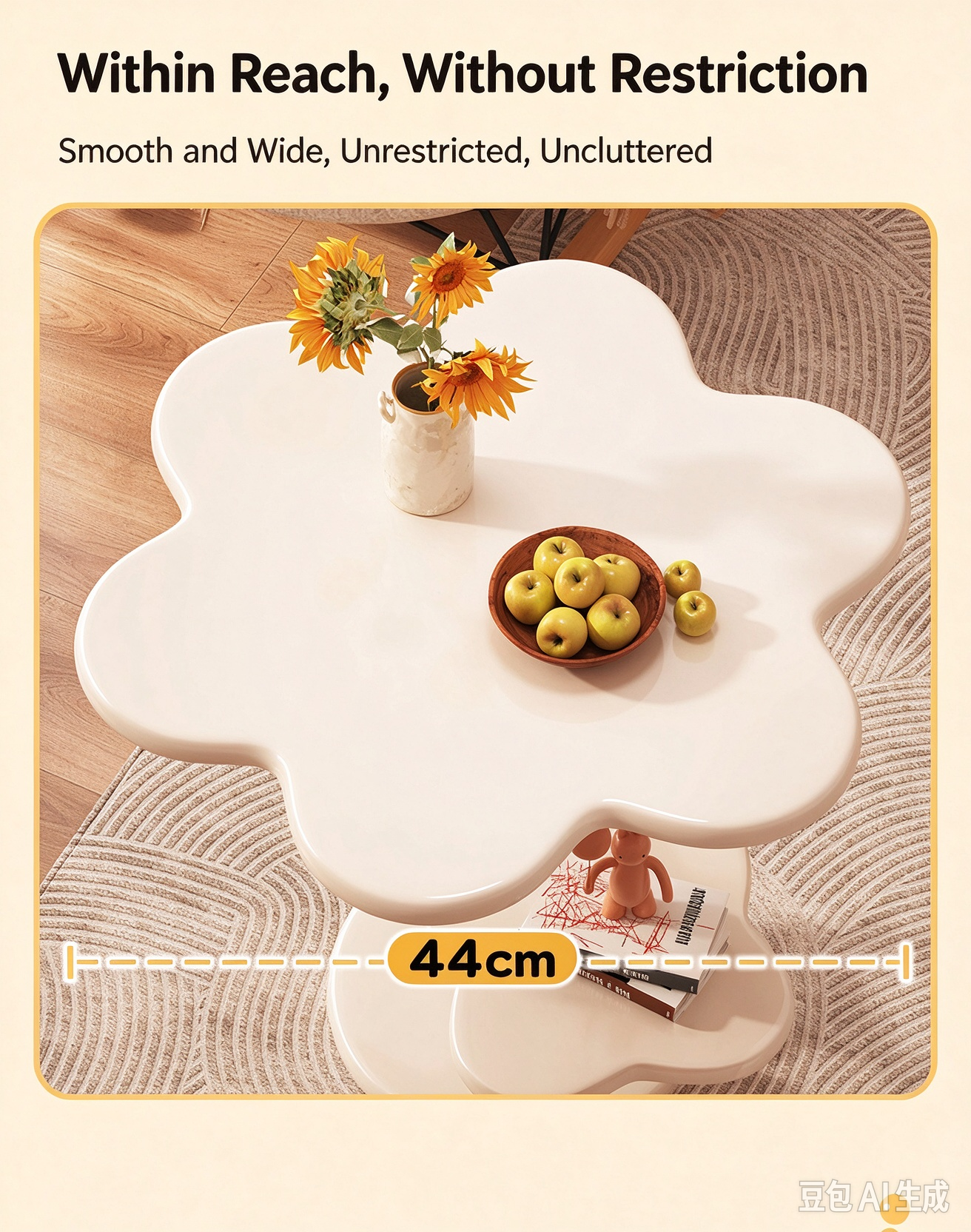 Balcony Side Table, Sofa End Table for Living Room, Small Round Table for Small Space, Internet-famous Cream Style Nightstand, Light Luxury Storage Rack