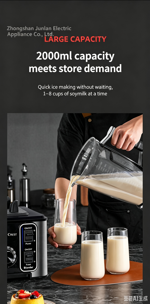 Commercial Blender, for Breakfast Shops, Make Soymilk, Household Use for Juicing & Mixing, High‑Power Large‑Capacity Food Processor